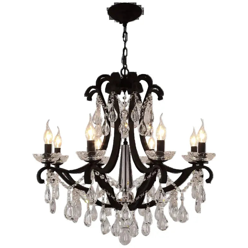 Rustic Chandelier Black Crystal Hanging Light 8 Arms — product view