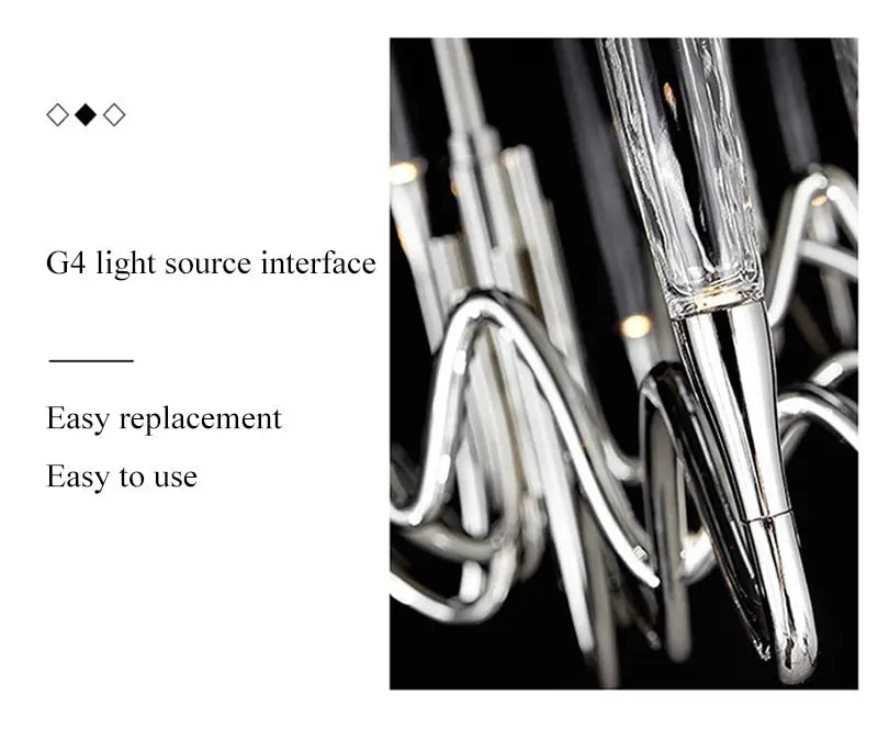 Luxury Nordic Tree Branch Candle Shaped Designer Chandelier - Silver — alternate product view 3