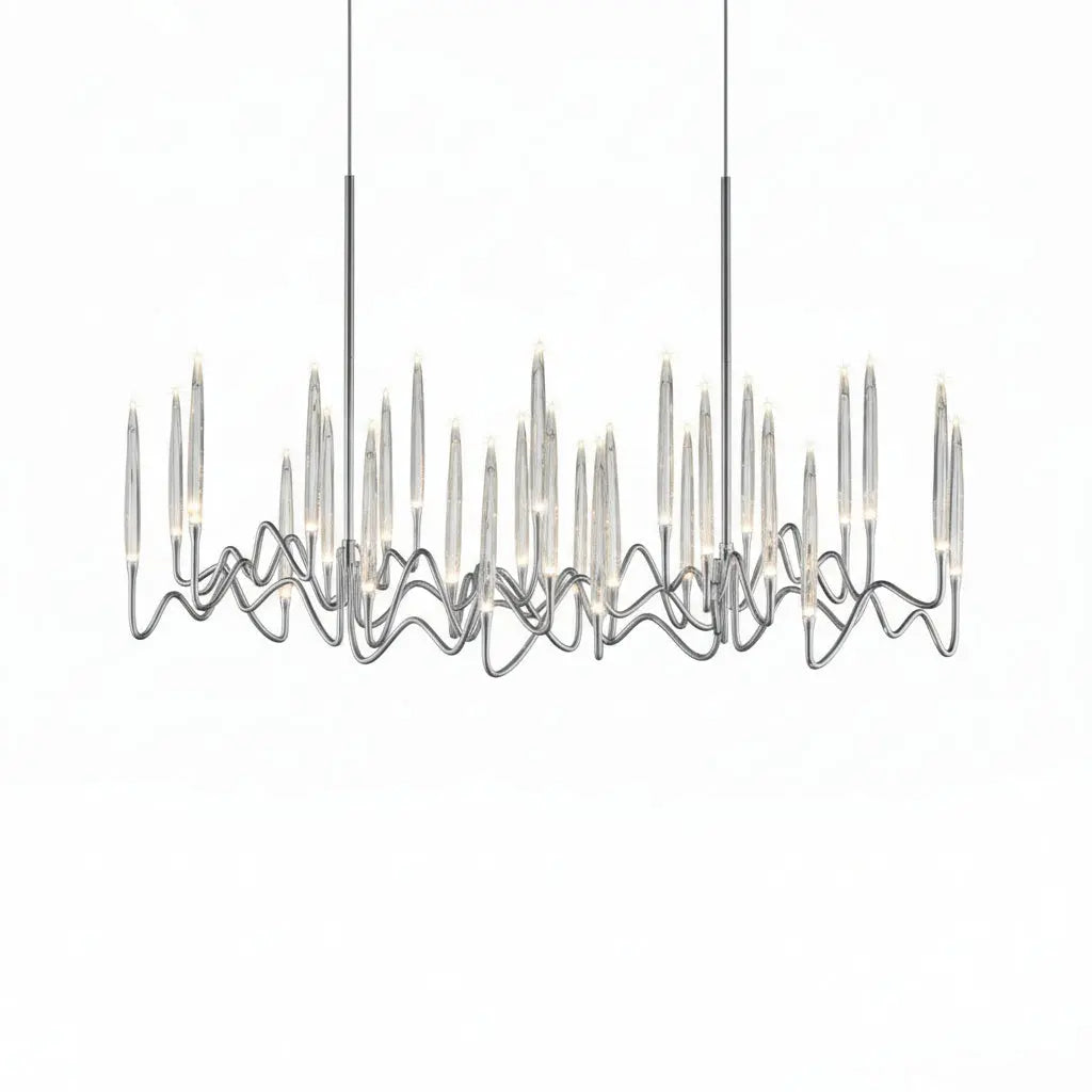 Luxury Nordic Tree Branch Candle Shaped Designer Chandelier - Silver — alternate product view 1