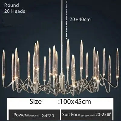 Luxury Nordic Tree Branch Candle Shaped Designer Chandelier - Silver — alternate product view 4