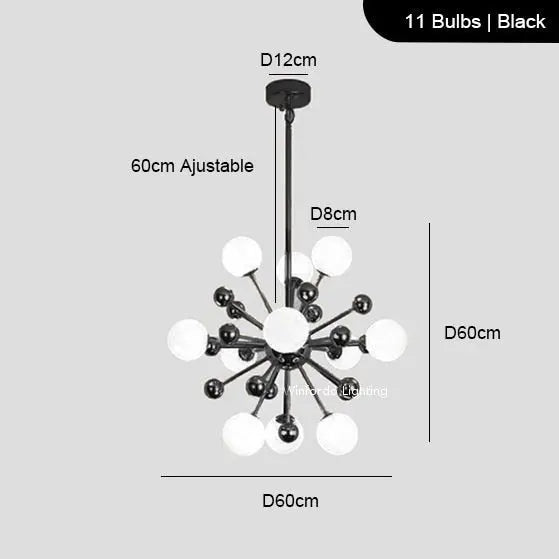 Modern Sputnik Glass Ball Chandelier — alternate product view 9