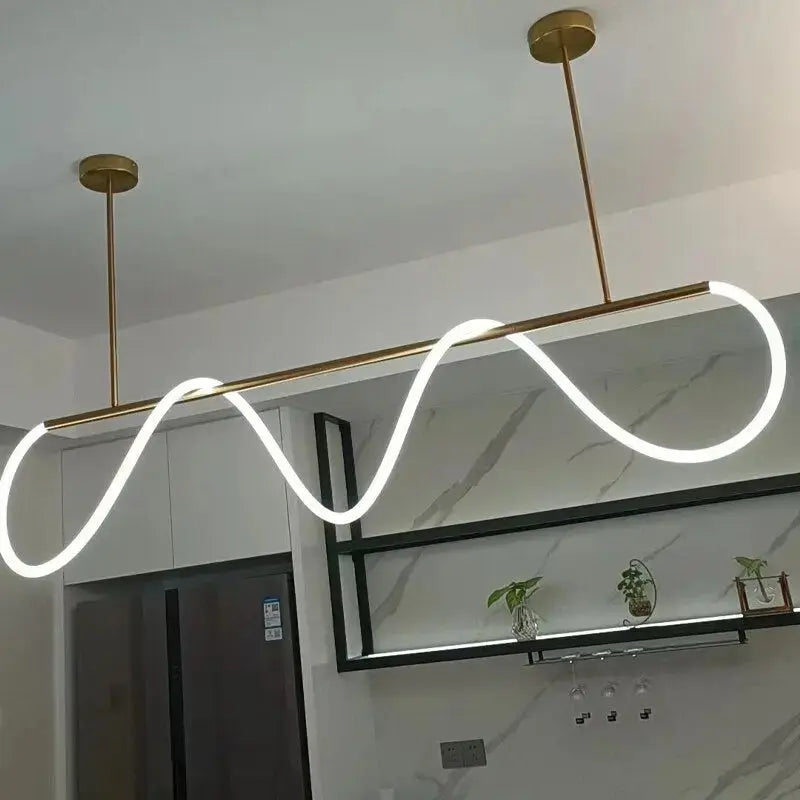 Modern Long Hose Led Chandelier - Brass — alternate product view 3