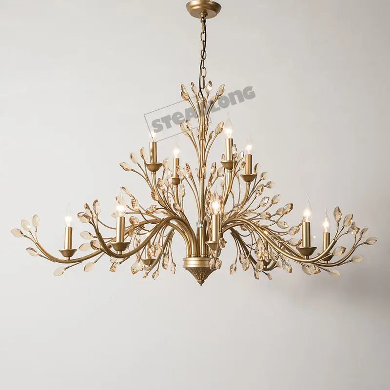Modern Crystal Branch Chandelier - Brass — alternate product view 7