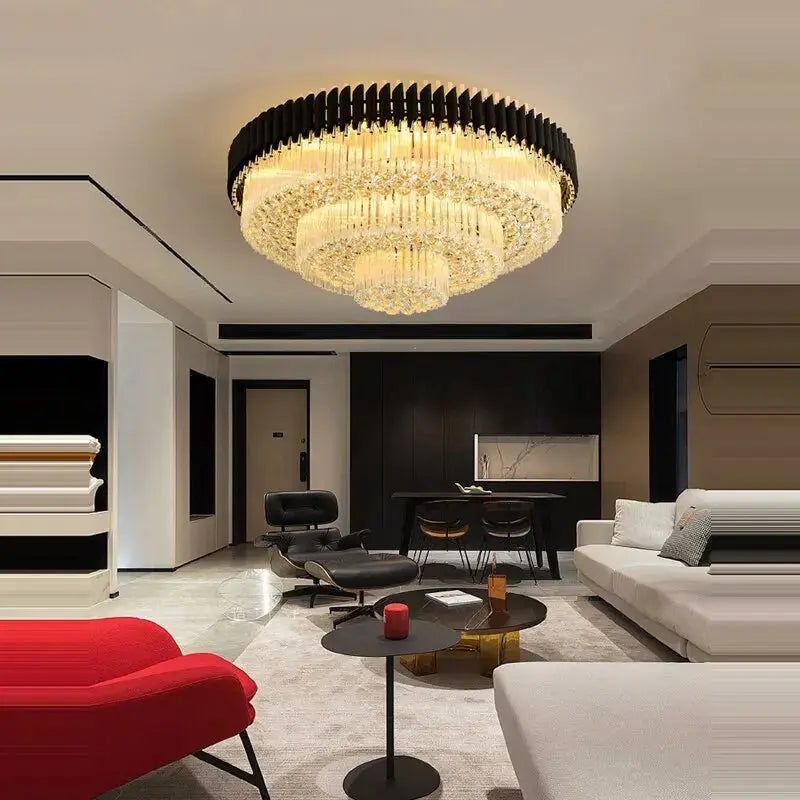 Round Designer Crystal Ceiling Lamp — alternate product view 1