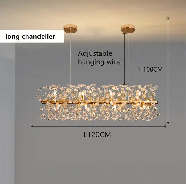 Gold Luxury Crystal Long Chandelier — alternate product view 8