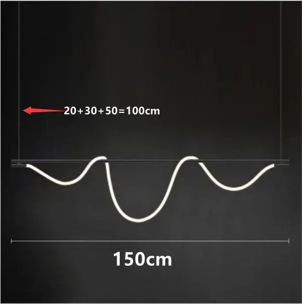 Modern Long Hose Led Chandelier - Black — alternate product view 10