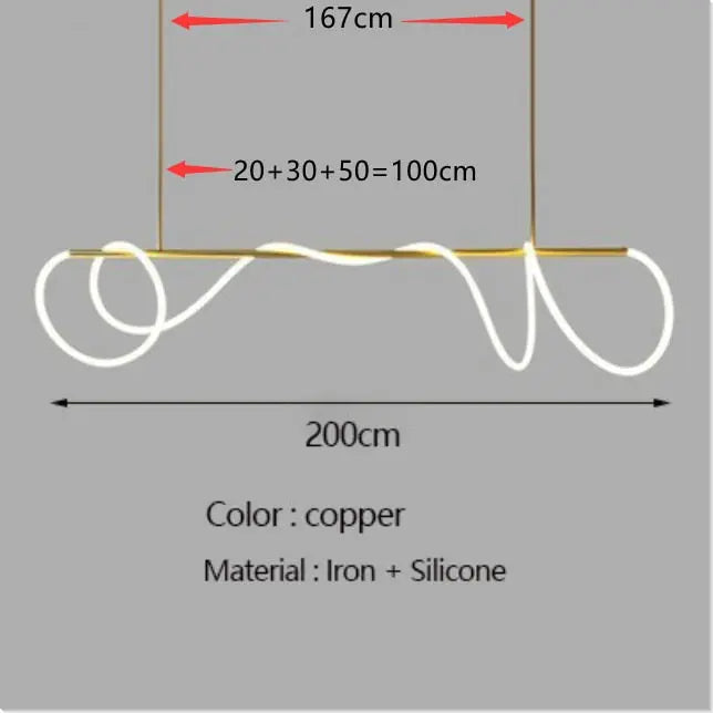 Modern Long Hose Led Chandelier - Brass — alternate product view 15