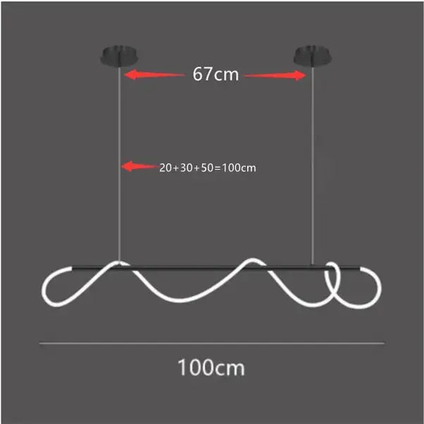Modern Long Hose Led Chandelier - Black — alternate product view 5