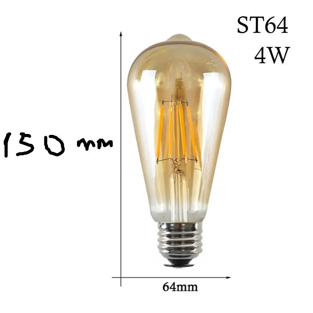 E27 4W Dimmable Vintage LED Retro Light Bulb — dimensions and measurements