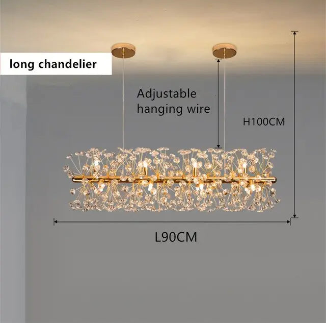 Gold Luxury Crystal Long Chandelier — alternate product view 7