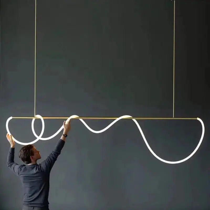 Modern Long Hose Led Chandelier - Brass — alternate product view 2