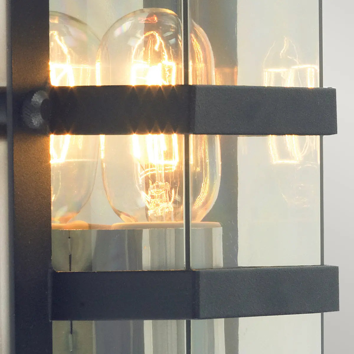 Boden 1 Light Wall Light - Black With Clear Glass — close-up design detail 2