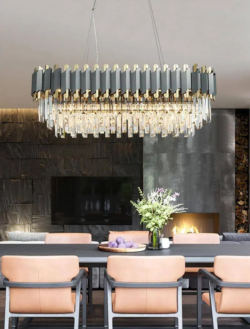 Modern Crystal Rectangular Chandelier — alternate product view 4