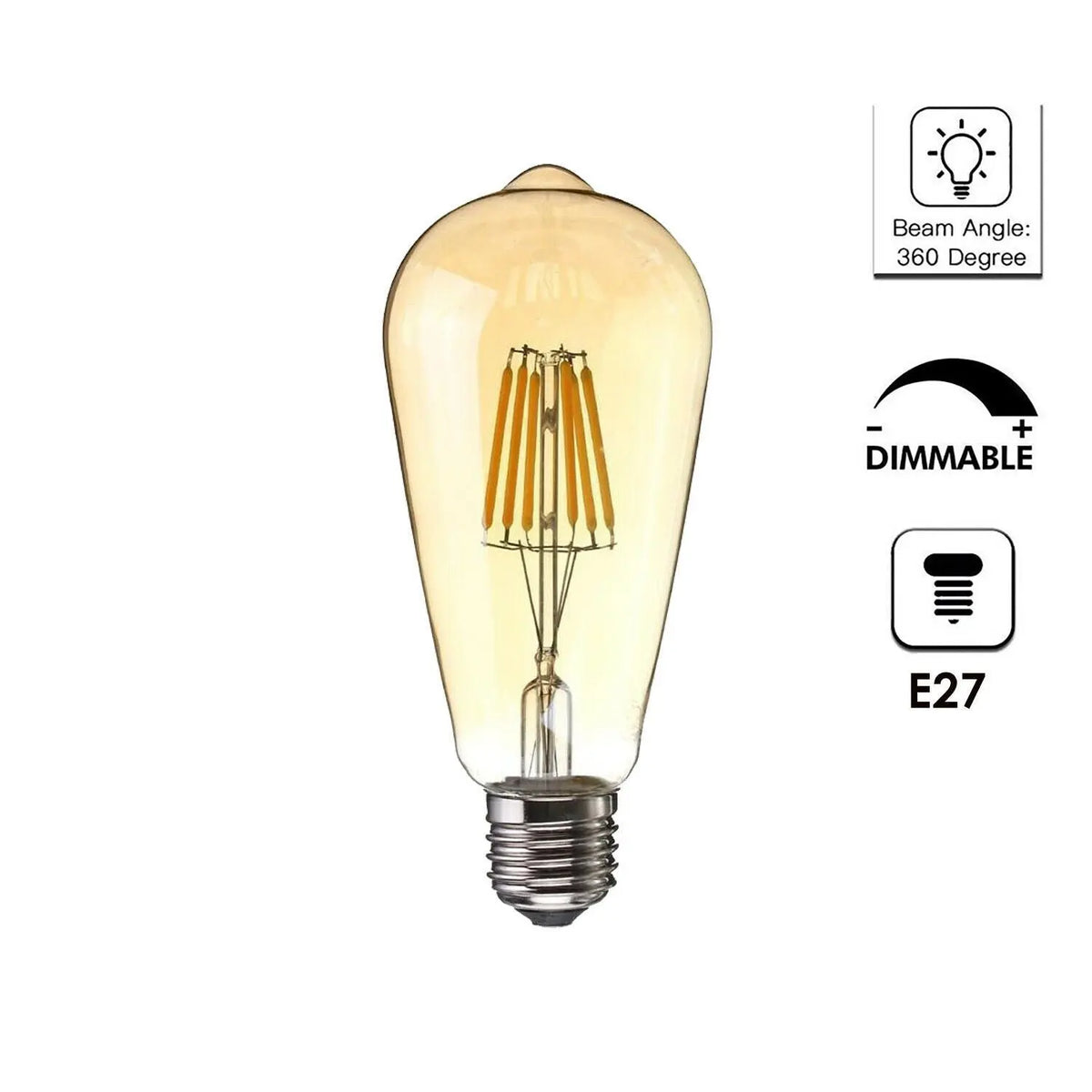 6 Pack E27 Vintage Industrial LED Bulb — alternate product view 4